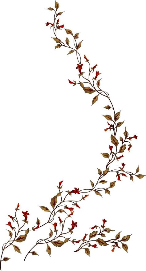 Flower Vine Tattoos, Floral Motives, Digital Invitations Wedding, Red Vines, Botanical Flower Art, Vine Tattoos, Pola Sulam, Flower Art Images, Collage Illustration