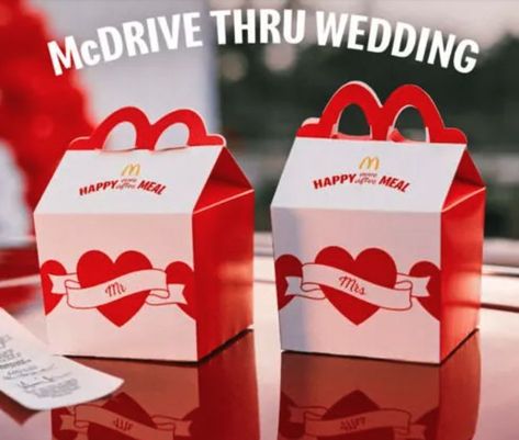 Mcdonald’s Wedding, After Party Snacks, Mcdonalds Wedding, Drive Thru Wedding, Happy Meal Box, Late Night Snack, Wedding Kit, Wedding After Party, Happy Meal Mcdonalds