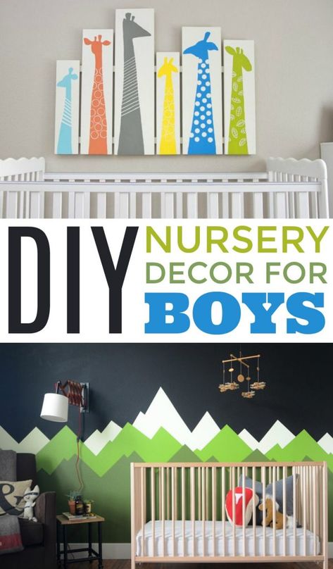 DIY Nursery Decor For Boys - A Little Craft In Your Day Diy Boy Room, Diy Nursery Decor Boy, Creative Nursery, Girl Nursery Diy, Diy Room Decor For Girls, Boys Room Diy, Boys Nursery Decor, Diy Baby Room Decor, Baby Nursery Diy