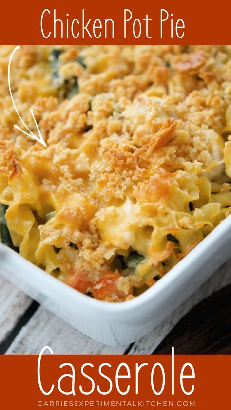 Cheesy Chicken Pot Pie, Ritz Cracker Crust, Pot Pie Casserole, Chicken Pot Pie Casserole, Noodle Casserole Recipes, Chicken Noodle Casserole, Ritz Cracker, Easy Chicken Pot Pie, Flavorful Vegetables