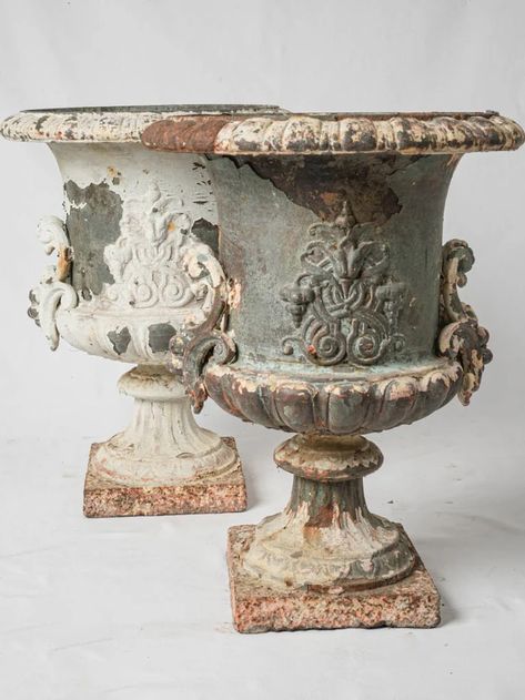 Artisan Anduze Urns & Biot Jars – Chez Pluie Croquis, Fireplace Baskets, French Garden Decor, French Gardens, Accent Table Decor, Luxurious Garden, Antique Urn, Farmhouse Light, Wrought Iron Furniture