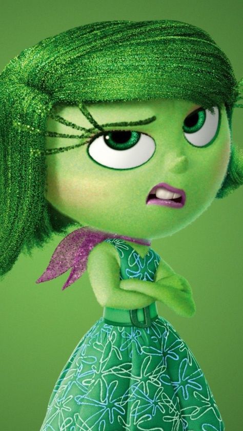 Disgust Inside Out Wallpaper, Inside Out 2 Disgust, Disgust Inside Out, Disgust Inside Out Aesthetic, Inside Out Poster, Inside Out Disgust, Funny Disney Characters, Disgusted Inside Out, Inside Out Emotions