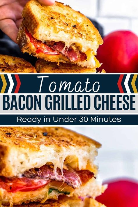 Grilled Cheese Recipes Bacon, Bacon Melt Sandwich, Grilled Cheese With Bacon And Tomato, Grilled Cheese Tomato Sandwich, Grilled Cheese And Tomato Sandwich, Lunch Special Ideas Restaurant, Sandwich Recipes Lunch, Pizza Melts, Blt Grilled Cheese Sandwich