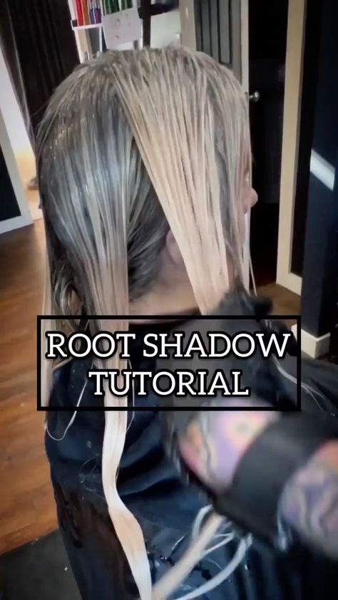 Hairbrained - ROOT SHADOW TUTORIAL Root Smudge Tutorial, Diy Shadow Root Hair, Shadow Root At Home, How To Root Smudge, How To Shadow Root Hair At Home, Diy Root Smudge Hair, Root Shadowing, Highlighting Hair At Home, Cosmetology Ideas