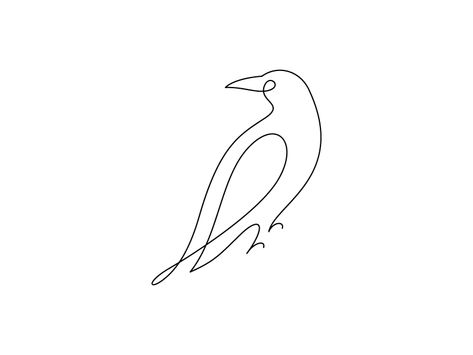 Crow Line Art Tattoo, Minimalistic Raven Tattoo, Small Raven Tattoo Simple, Raven Tatoos Ideas, Dainty Raven Tattoo, Mini Raven Tattoo, Raven Tattoo Linework, Simple Raven Tattoo Outline, Raven Sketch Simple