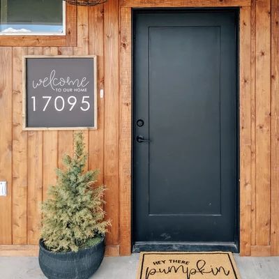 Wall Decor – Page 6 – 12timbers Welcome House, Modern Front Porches, House Front Porch, Felt House, Background Dark, Wood Front Doors, Front Door Design, House Ornaments, Framing Photography