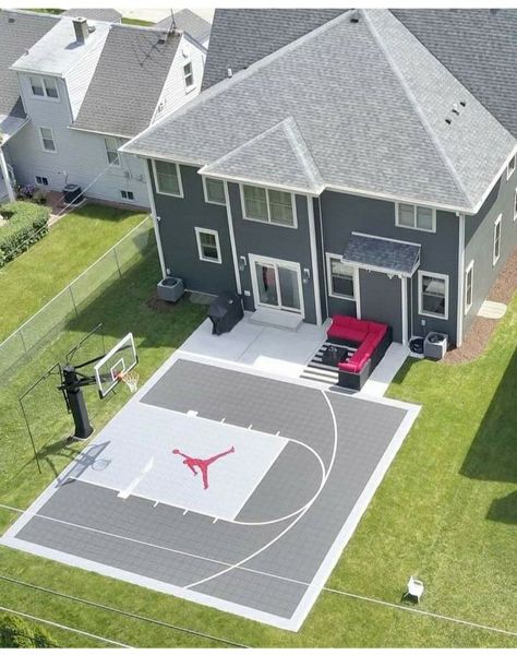 Backyard Basketball Court Ideas, Basketball Court Ideas, Backyard Basketball Court, Backyard Court, Home Basketball Court, Basketball Court Backyard, Backyard Basketball, Backyard Sports, Outdoor Basketball Court