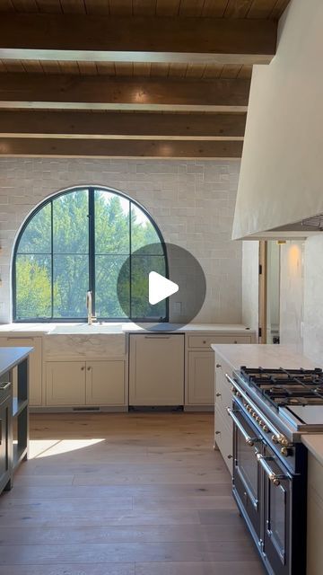 Cardinal Crest on Instagram: "Arched Window - Check Mate. Happy Friday, GO @chiefs" Arch Kitchen Window Over Sink, Tile Around Arched Window, Kitchen Window Arch, Arched Window In Kitchen, Tall Arched Windows, Arched Windows Kitchen, Round Windows Ideas Exterior, Arched Window Kitchen, Arch Kitchen Window