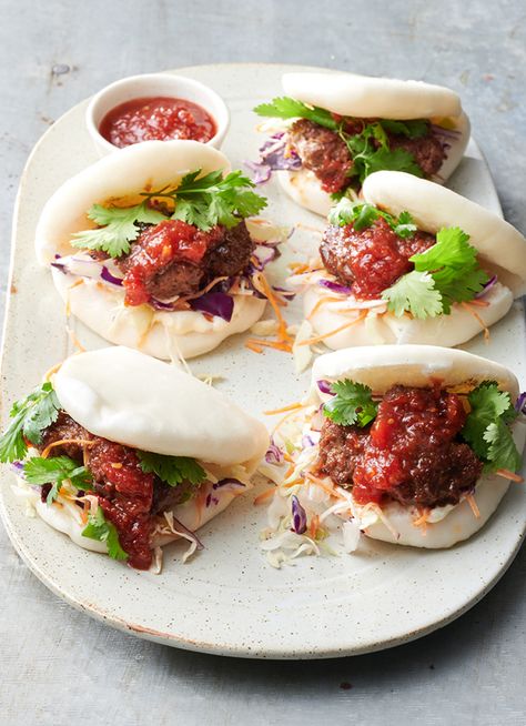 Korean Beef Burger Bao Buns | dish » Dish Magazine Beef Buns, Food Addict, Burger Sliders, Bao Buns, Korean Beef, Slider Buns, Beef Burger, Bun Recipe, Beef Burgers