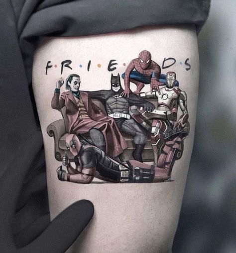 Marvel Tattoo Ideas For Men, X Men Tattoo Ideas Marvel, Tattoo Ideas From Movies, Comic Tattoo Design, Tattoo Ideas Movies, Simple Scooby Doo Tattoo, Small Cartoon Tattoo Ideas, Unique Tattoos For Men Creative, Men Simple Tattoo