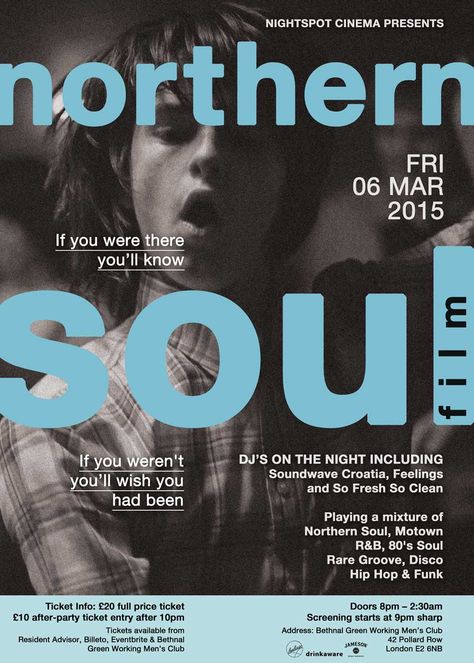 my design for the Nightspot Cinema #northern #soul event #poster #film #design Soul Poster, Film Design, Northern Soul, Club Night, Event Poster, Sound Waves, My Design, Graphic Poster, Night Club