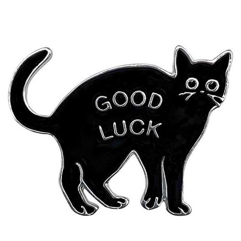 Black Cat Good Luck, Good Luck Cat, Good Luck Cards, Novelty Buttons, Cat Black, Enamel Lapel Pin, Cat Cards, Cat Brooch, Lucky Cat