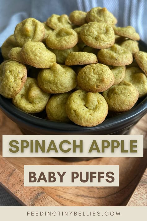 Spinach apple baby puffs Recovery Recipes, Homemade Baby Snacks, Weaning Foods, Baby Puffs, Easy Baby Food Recipes, Healthy Toddler Snacks, Baby Led Weaning Recipes, Healthy Baby Food, Baby First Foods