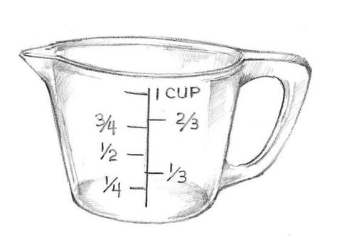 Measuring Cups Drawing, Recipe Organizer, Measuring Ingredients, Glass Measuring Cup, Liquid Measuring Cup, Sugar Paste, Recipe Organization, Measuring Cup, Food Decoration