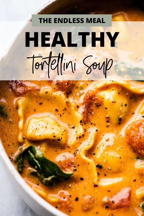 Healthier Tortellini Soup, Tortellini Soup Without Cream, Healthy Soup Tortellini, Tortellini Soup No Cream, Weight Watcher Tortellini Soup, Low Carb Tortellini Soup, Macro Friendly Tortellini Soup, Low Sodium Tortellini Soup, Vegetarian Tortellini Soup Recipes