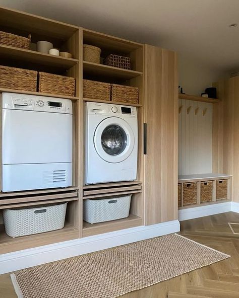 Lifted Washer And Dryer Laundry Rooms, Hallway Laundry Closet, Ikea Laundry, Ikea Laundry Room, Organized Laundry, Ikea Kitchen Island, Retirement House, Primary Suite, Laundry Design