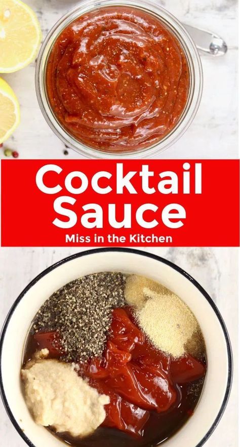 Diy Sauces, Cocktail Shrimp, Shrimp Cocktail Sauce, Homemade Cocktail Sauce, Cocktail Sauce Recipe, Fish Dinners, Sauce Cocktail, Seafood Sauce, Shrimp Sauce