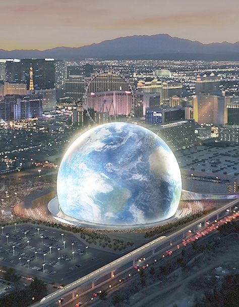 Sphere Las Vegas’ outer shell will have digital displays made by more than 36 miles of LED strips. Msg Sphere Las Vegas, The Sphere Las Vegas, Las Vegas Sphere, Orb Painting, Las Vegas Architecture, Vegas Sphere, Stratosphere Las Vegas, Cool Crafts For Kids, Las Vegas Video