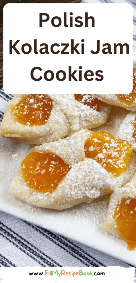 Polish Kolaczki Jam Cookies - Fill My Recipe Book Tartlets Dessert, Kolaczki Cookies Recipe, Kolaczki Cookies, Kolaczki Recipe, Mini Tartlets, Polish Cookies, Kolache Recipe, My Recipe Book, Mini Pavlova