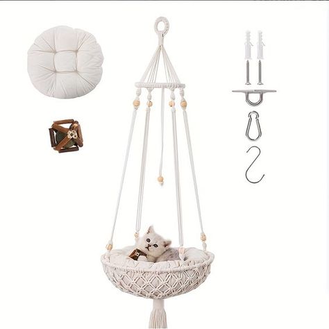 Faster shipping. Better service Hanging Cat Bed, Bed Boho, Cat Window Hammock, Macrame Cat Hammock, Kitten Sleeping, Bed Hanging, Macrame Hammock, Cat Window Perch, Window Perch