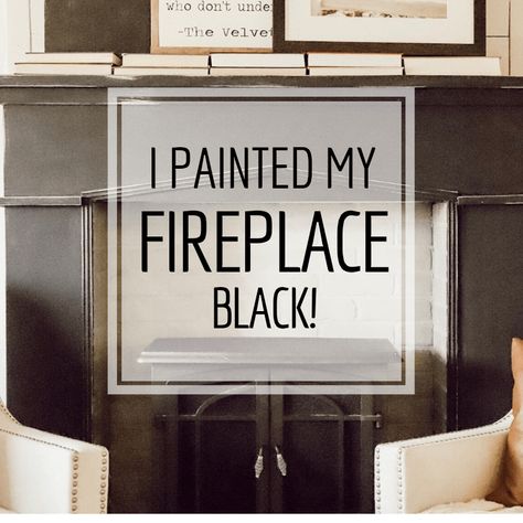 Painted Concrete Fireplace, Black Painted Fireplaces, Paint Fireplace Black, Black And White Fireplace Ideas, Black Mantel Fireplace, Painted Black Fireplace, Black Painted Fireplace, Fireplace Mantels Diy, Black Fireplace Ideas