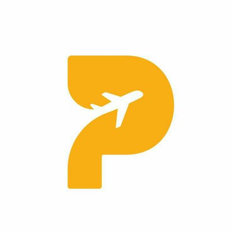 Yellow Branding Design, Plane Logo Design, Yellow Logo Design, P Letter Logo Design, Letter P Design, Letter P Logo Design, P Letter Logo, Yellow Branding, Travel Logos