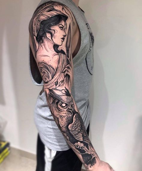 101 Amazing Greek God Tattoo Sleeve Ideas For 2024! 15 Outsons Greek God Tattoo Sleeve, God Tattoo Sleeve, Greek Gods Tattoo, Huntress Tattoo, Gods Tattoo, Greek Goddess Tattoo, Aphrodite Tattoo, Athena Tattoo, Greek God Tattoo