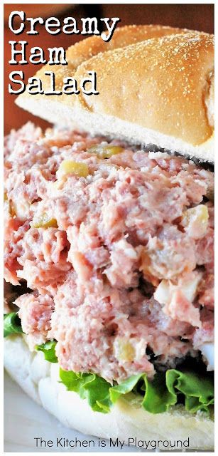 Creamy Ham Salad ~ The perfect comfort food recipe for enjoying those ham leftovers! #hamsalad #leftoverham  www.thekitchenismyplayground.com Ideas For Ham, Chopped Ham Salad, Recipes With Cubed Ham, Ham Cubes Recipes, Cubed Ham Recipes, Ham Leftovers, Sweet Salad, Ham Salad Recipes, Ham Dishes