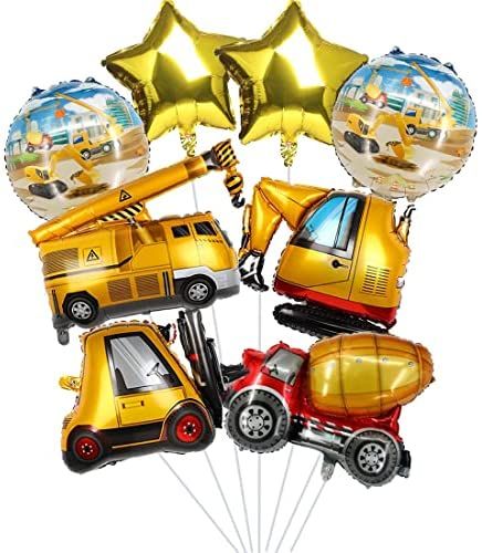 Construction Theme Party Decorations, Tractor Baby Shower, Construction Birthday Decorations, Construction Party Decorations, Dump Truck Birthday Party, Gold Number Balloons, Dump Truck Birthday, Construction Theme Party, Boy Birthday Decorations