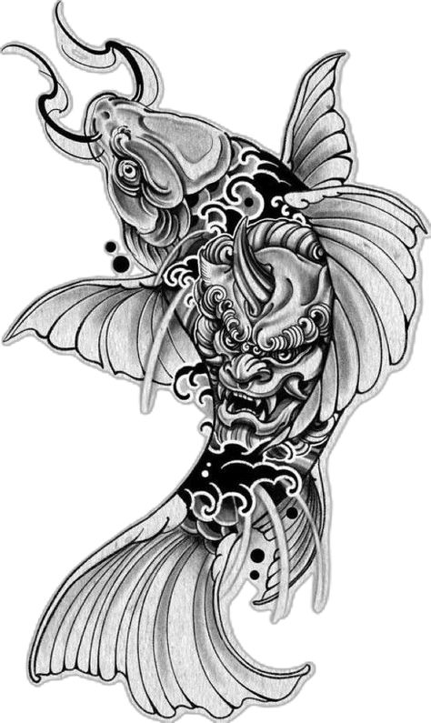 Koi, Fish, Black, Design