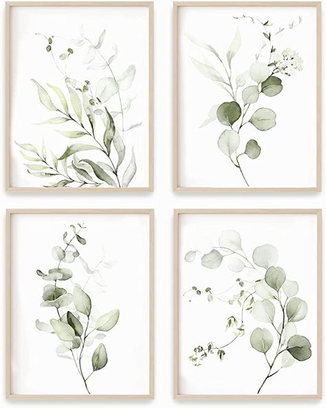 Wall Decor Prints, Plant Wall Art, Plant Wall Decor, Boho Leaves, Botanical Print Set, Watercolor Plants, Decor Prints, Plant Painting, Leaf Wall Art