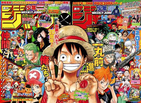 Weekly Shonen Jump covers celebrating One Piece's 20th anniversary. Manga Magazine, Magazine Cover Ideas, One Piece Chapter, Shonen Jump, Anime Poster, Weekly Shonen, Manga Anime One Piece, Anime Wall Art, Manga Covers