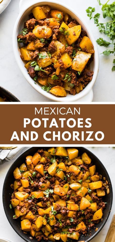 Potatoes And Chorizo, Chorizo And Potatoes, Chorizo Recipes Dinner, Mexican Potatoes, Mexican Brunch, Isabel Eats, Chorizo And Potato, Mexican Chorizo, Fresh Tortillas