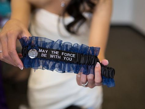 Something blue Star Wars wedding garter ~ we ❤ this! moncheribridals.com Star Wars Wedding Ideas, Star Wars Wedding Theme, Nerd Wedding, Geeky Wedding, Geek Wedding, Star Wars Wedding, Lace Garter, Cute Wedding Ideas, Wedding Garter