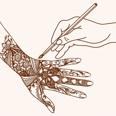 Hand drawing mehendi Premium Vector Mehendi Hands Illustration, Henna Illustration Art, Mehandi Illustration, Mehndi Artist Logo, Mehendi Illustration, Mehandi Theme, Tattoo Mehendi Designs, Mehndi Illustration, Mehndi Tips