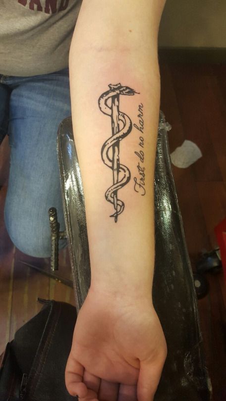 Staff Of Aesculapius Tattoo, Staff Of Asclepius Tattoo, Rod Of Asclepius Tattoo Feminine, Medical Field Tattoo, Rod Of Asclepius Tattoo, Scepter Tattoo, Asclepius Tattoo, Healer Tattoo, Medical Tattoos