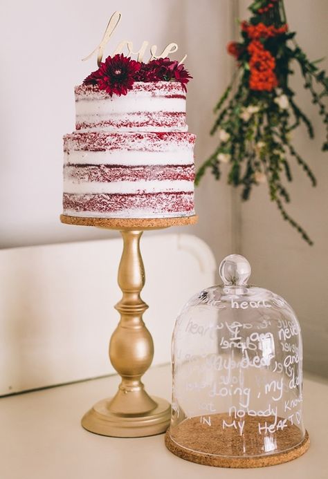 Delicious Red Velvet Wedding Cakes | www.onefabday.com Wedding Cakes Red, Cakes Red Velvet, Red Velvet Wedding Cake, Love Cake Topper, Marsala Wedding, Sonoma California, Red Cake, Wedding Cake Flavors, Naked Cakes