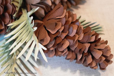 Giant Cardboard Pinecones, Giant Paper Pinecones, Diy Paper Pinecones, Felt Pinecone Template, Paper Pinecones Diy, Cardboard Pinecone, Paper Pine Cones, Paper Pinecones, Paper Acorn