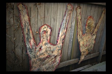 Halloween Butcher Shop, Halloween Butcher Shop Ideas, Butcher Shop Halloween, Butcher Shop Halloween Ideas, How To Hang Creepy Cloth, Haunted Butcher Shop Ideas, Butcher Shop Haunted House, Farm Haunted House Ideas, Diy Halloween Hanging Corpse