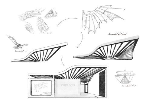 Eagle Architecture Concept, Dragonfly Inspired Architecture, Bird Architecture Concept, Bird Inspired Architecture, Plan Concept Architecture, Design Concept Architecture, Wings Concept, Sketchbook Architecture, Biomimicry Architecture