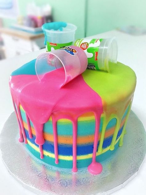 Slime Cake, Slime Birthday, 10 Birthday Cake, Science Birthday, Slime Party, 9th Birthday Parties, 10th Birthday Parties, Girl Birthday Party, Birthday Party Cake