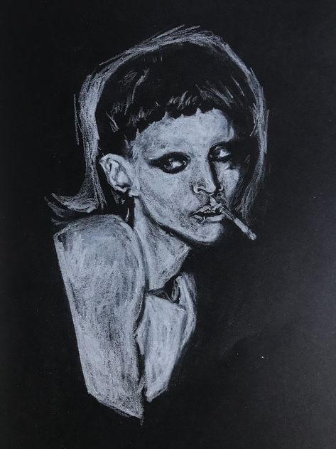 white chalk on black paper! Black And White Chalk Art, White Drawings On Black Paper, Chalk Drawings On Paper, White Chalk Art, Drawings On Black Paper, Chalk On Black Paper, Drawings On Paper, Lisbeth Salander, Chalk Drawings