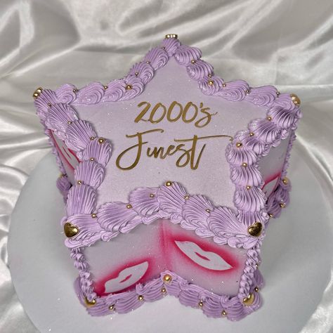 2000’s finest 💋 A small play of a bratz theme with the airbrushed lips on a star cake🤭 #starcake #2000sfinest #2000baby #cutecakes #vintagecakes #heartcakes #occakes #socalcakes #birthdaycakeinspo #wiltontips #cakesofinstagram #orangecountycakes #weddingcakes #wiltoncakes #ocevents #cakes #cakebusiness #thelayeredbakery #fatdaddios #smallbusiness #colourmill #americolor #foryou #explorepage Bratz Birthday Cake Aesthetic, 2000 Cake Ideas, Y2k Cakes Birthday, Y2k Cake Ideas, Y2k Cakes, 2000s Cake Ideas, 2000s Birthday Cake, Bratz Birthday Cake, 2000s Cake