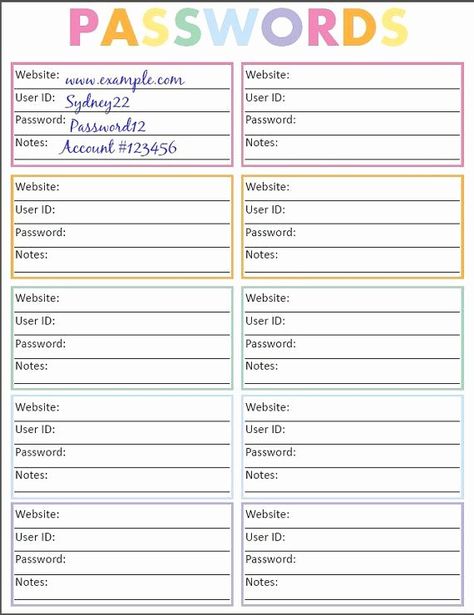 Printable Password Log, Printable Password Tracker, Password Printable, Good Passwords, Password Organizer, Password Keeper, Password Books, Password Log, Password Manager