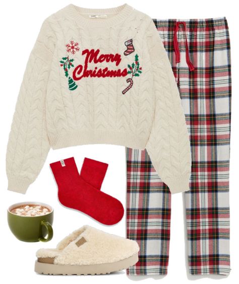 Pajamas Aesthetic Christmas, Christmas Fits Ideas, Christmas Warm Outfit, Christmas Sweatpants Outfit, Comfy Christmas Outfits Casual, Christmas Pajamas Cute, Christmas Outfits Pajamas, Pjs Outfits Christmas, Christmas Pajama Pants Aesthetic