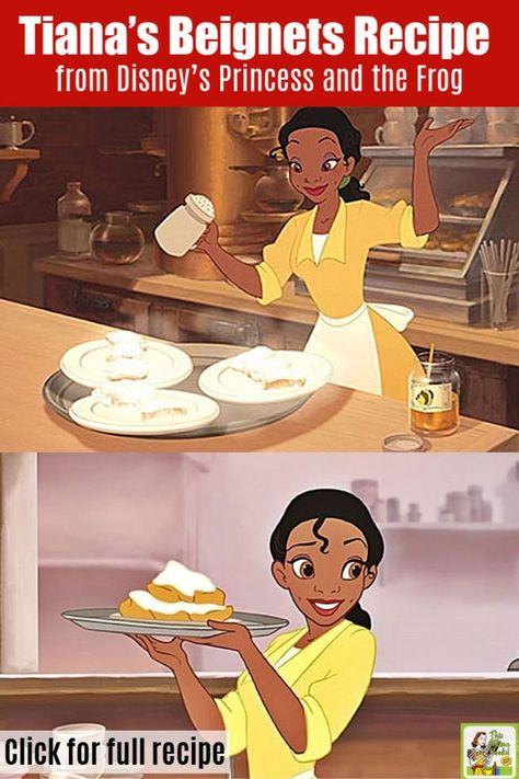 Love Disney Princesses? Then you’ll have to try Tiana’s Tiana's Famous Beignets recipe from the Princess and the Frog Disney movie and cookbook! Perfect for a Disney Princess party Mardi Gras style. Or make a batch for breakfast. #disneyprincess #disney #mardigras #mardigrasparty #baking #bakingrecipes #breakfast #desserts #kids #kidfriendly #recipes #recipe Disney Dessert Recipes, New Orleans Beignets, Culinary Arts Recipes, Disney Movie Night Food, Baby Sunflower, Disney Baking, Breakfast Desserts, Disney Dishes, Disney Inspired Food