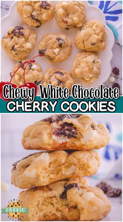 Cherry Pretzel White Chocolate Cookies, Cherry Butter Cookies, White Chocolate Cherry Macadamia Nut Cookies, Dried Cherry White Chocolate Chip Cookies, Cherry Amaretto Cookies, Strawberry White Chocolate Chip Cookies Recipe, White Chocolate Chips Cookies, Cherry White Chocolate Chip Cookies, White Chocolate Cherry Shortbread Cookie