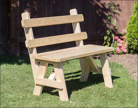 Treated Pine Traditional Garden Bench w/Back Pallet Bench Outdoor, Rustic Outdoor Benches, Outdoor Bench Plans, Wood Chair Diy, Bench With Back, Wood Yard Art, Custom Planters, Outdoor Furniture Plans, Wood Planter Box