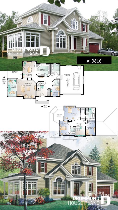 Traditional Family Home Floor Plans, 4 Bedroom Traditional House Plans, Family House Sims 4 Plan, Cute Family House, Family Home Layout, Family Home Floor Plans, Traditional Family Home, Family Home Plans, Drummond House Plans