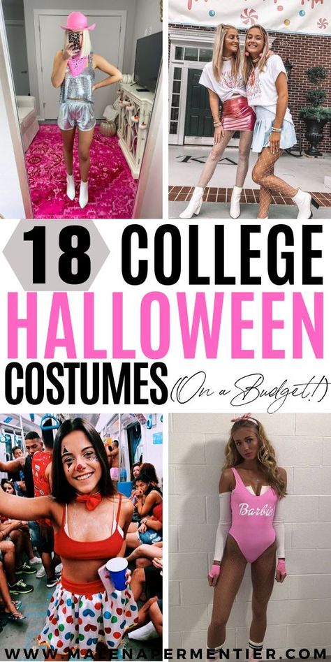 Pink College Halloween Costume Ideas Cute And Easy Halloween Costumes, Halloween Costumes For College, College Halloween Costume Ideas, Fancy Halloween Costumes, Sew Halloween Costume, College Halloween Costumes, Easy College Halloween Costumes, Halloween Costumes For Teens Girls